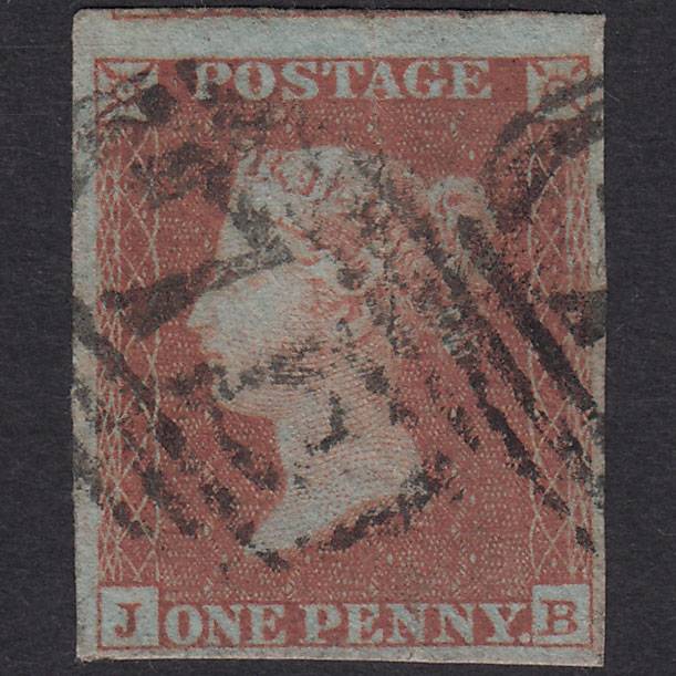 GB QV 1841 1d Red-Brown Plate 173 SG8-B2(1) JB GU 4 Margins Birmingham 75