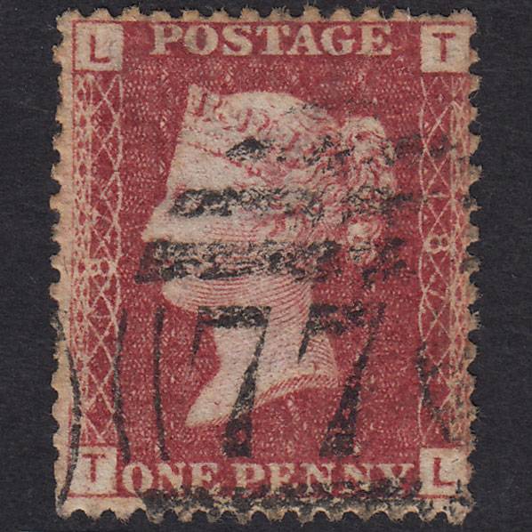 GB QV 1864 1d Lake-Red Plate 187 SG44-G1(2) TL GU
