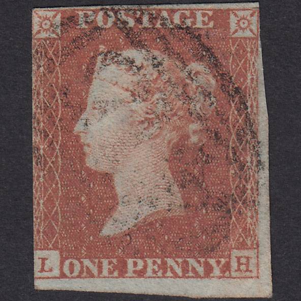 GB QV 1841 1d Red-Brown Plate 94 SG8-B1(1) LH GU 3 Margins