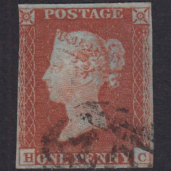 GB QV 1841 1d Red-Brown Plate 56 SG8-B1(1) HC FU 3 Margins Light Cancel