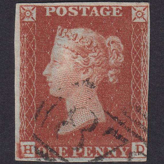 GB QV 1841 1d Red-Brown Plate 52 SG8-B1(1) HD FU 3 Margins Wigan 878