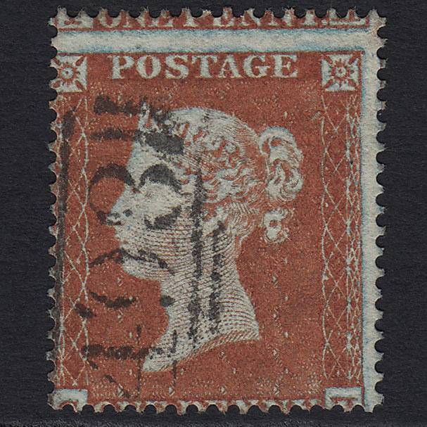 GB QV 1854 1d Red-brown (Plate 157) (SG17) 'FH' VFU Manchester 498 Misperf C1