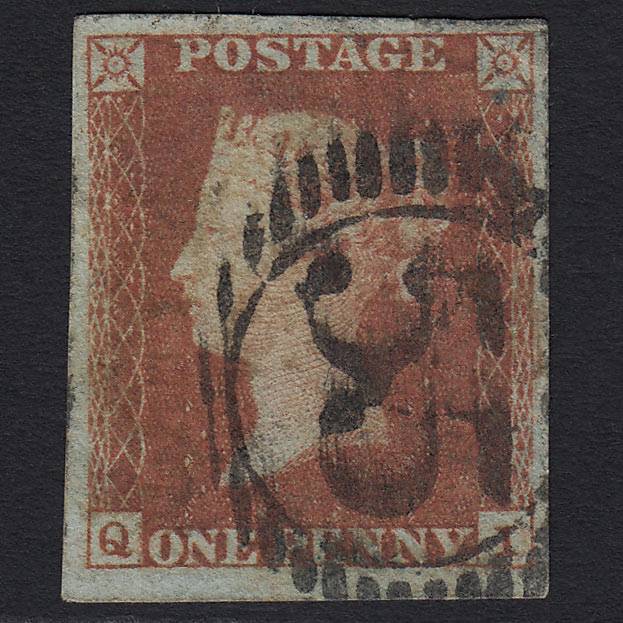GB QV 1841 1d Red-brown (Plate 99) (SG8) 'QI' GU 4 Margins London D&S 55