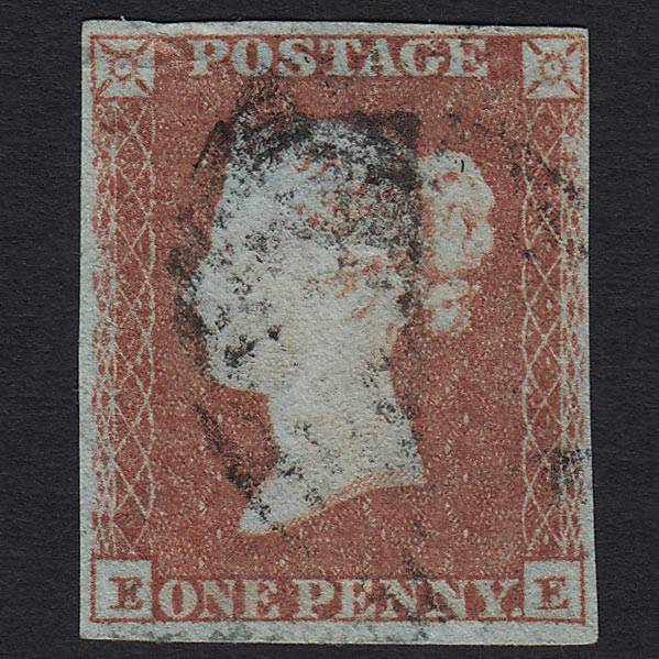 GB QV 1841 1d Red-brown (Plate 118) (SG8) 'EE' GU 4 Margins