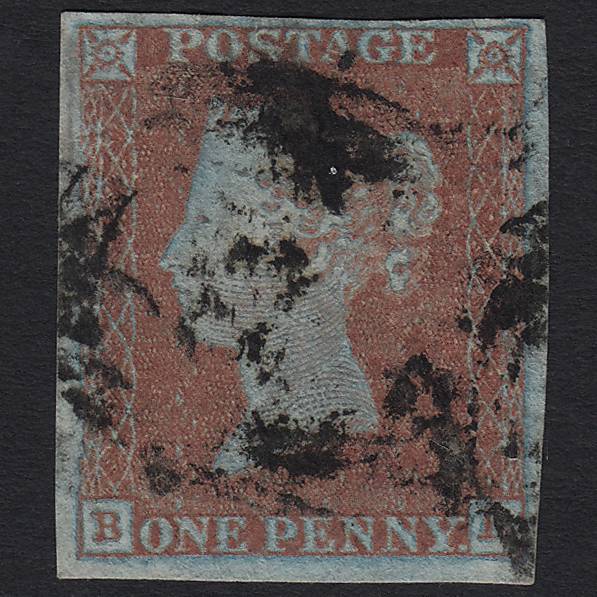 GB QV 1841 1d Very Blued (Plate 123) SG8a-B1(2) BD GU 4 Margins