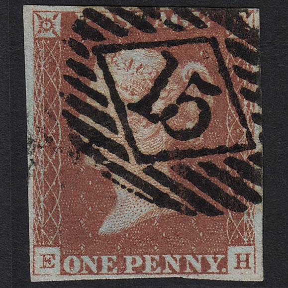 GB QV 1841 1d Red-brown (Plate 65) SG8-B1(1) EH FU London IS 15 4M Imperf