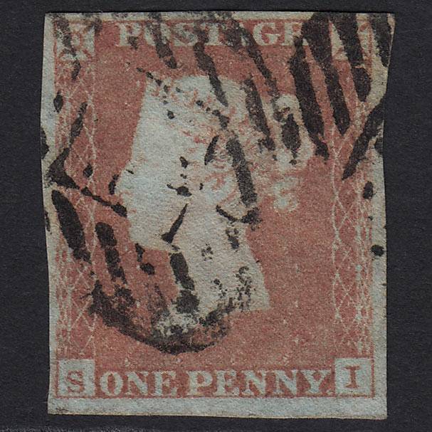 GB QV 1841 1d Red-brown (Plate 98) SG8-B1(1) SI GU London IS Cancel 4M