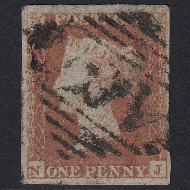 GB QV 1841 1d Red-brown (Plate 99) SG8-B1(1) NJ GU in Ireland 4 Margins