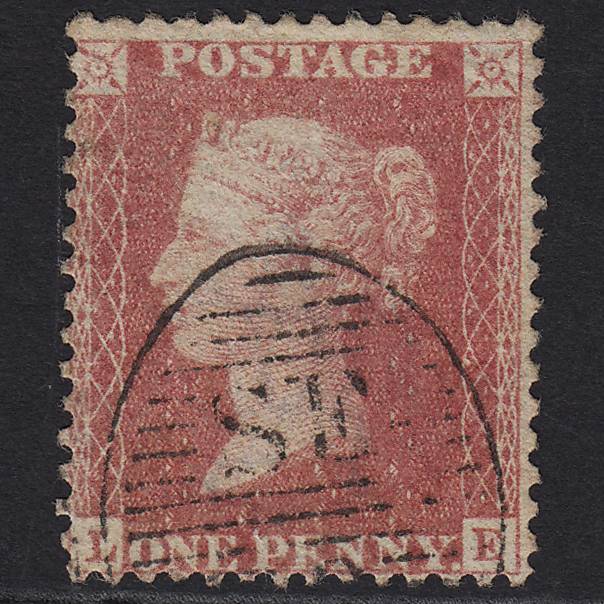 GB QV 1857 1d Rose-red (Plate 34) SG40-C10(1) LE FU London D&S Cancel