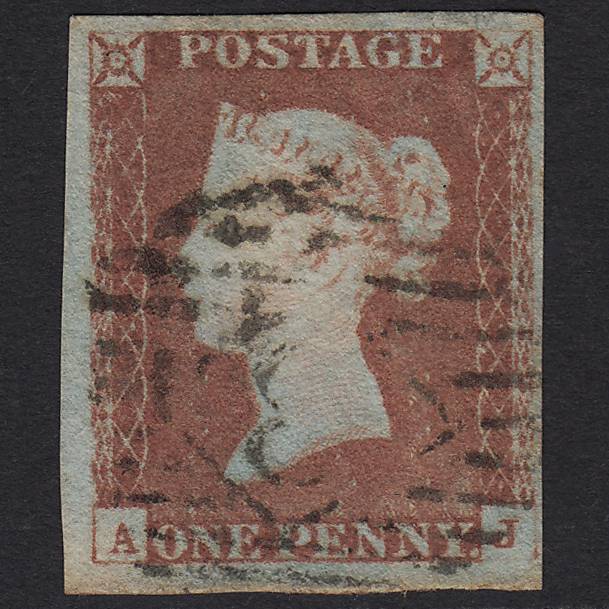 GB QV 1841 1d Pale Red-brown Pl 72 SG9-B1(3) AJ GU 4M London IS Cancel