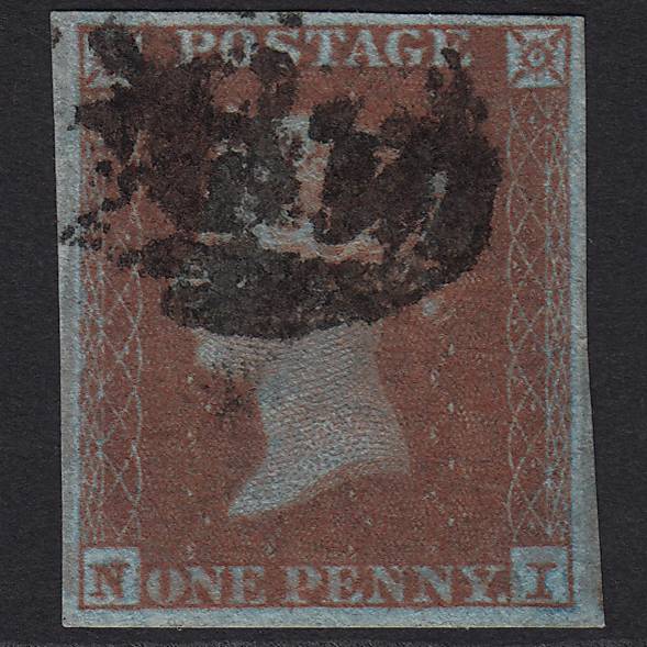 GB QV 1841 1d Very Blued (Plate 132) SG8a-B1(2) NI FU 4M Imperf