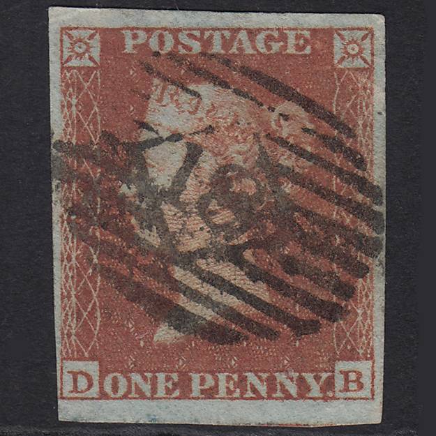 GB QV 1841 1d Red-brown Pl 157 SG8-B2(1) DB GU 4 Margins London IS 18
