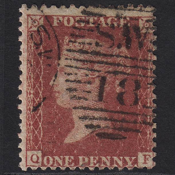 GB QV 1857 1d Rose-red (Plate 55) SG40-C10(1) QF FU London D&S SW18