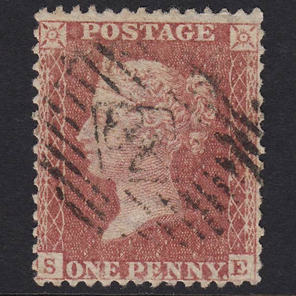 GB QV 1857 1d Pale Rose (Plate 57) SG39-C10(3) SE FU London IS Cancel