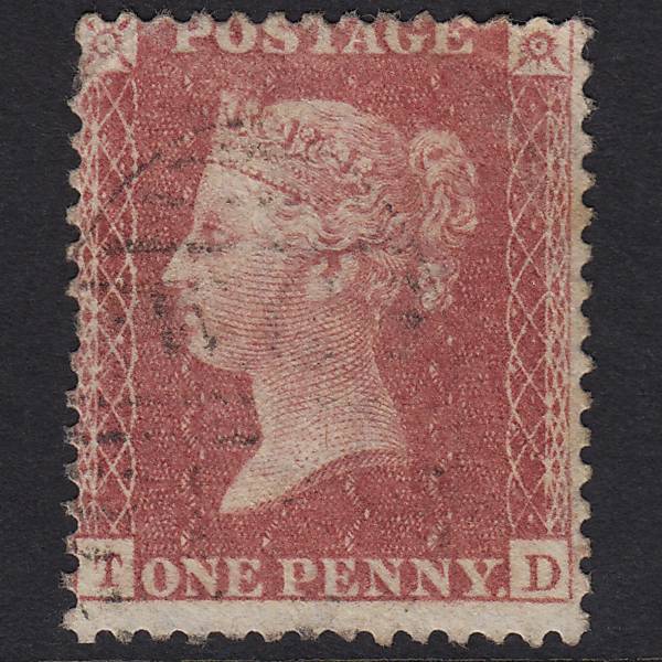GB QV 1857 1d Rose-red (Plate 62) SG40-C10(1) TD GU Light Cancel