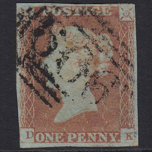 GB QV 1841 1d Red-brown (Plate 84) SG8-B1(1) DK GU nr 4 Margins