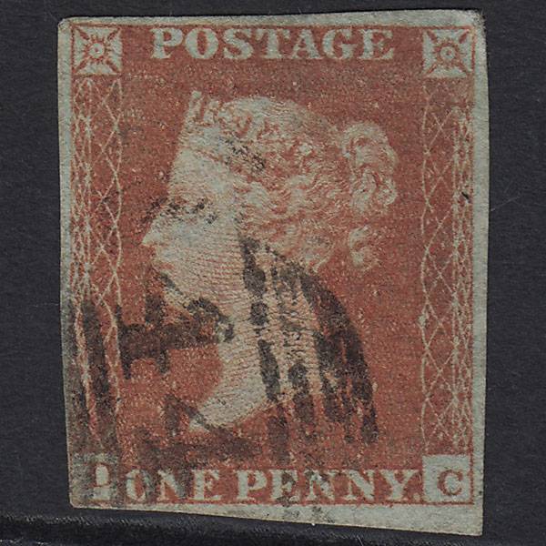 GB QV 1841 1d Red-brown (Plate 122) SG8-B1(1) DC GU nr 4 Margins