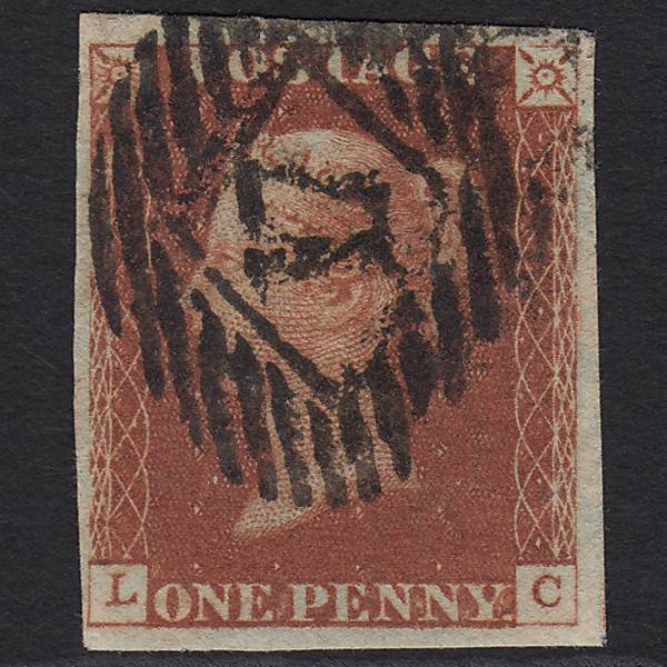 GB QV 1841 1d Red-brown (Plate 58) SG8-B1(1) LC GU 4 Margins London IS 17