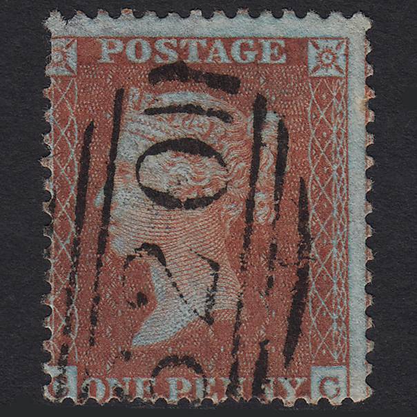 GB QV 1855 1d Red-brown (Plate 1) SG24-C3(1) CC GU Plymouth 620