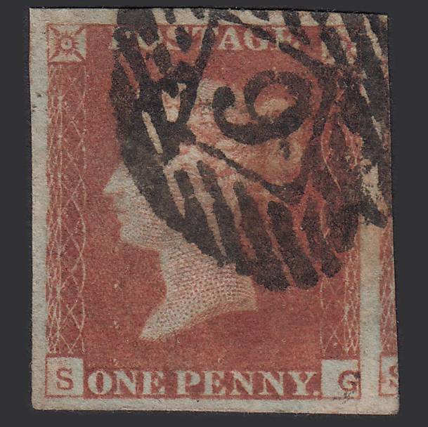 GB QV 1841 1d Red-brown (Plate 84) SG8-B1(1) SG GU 4M London IS Cancel