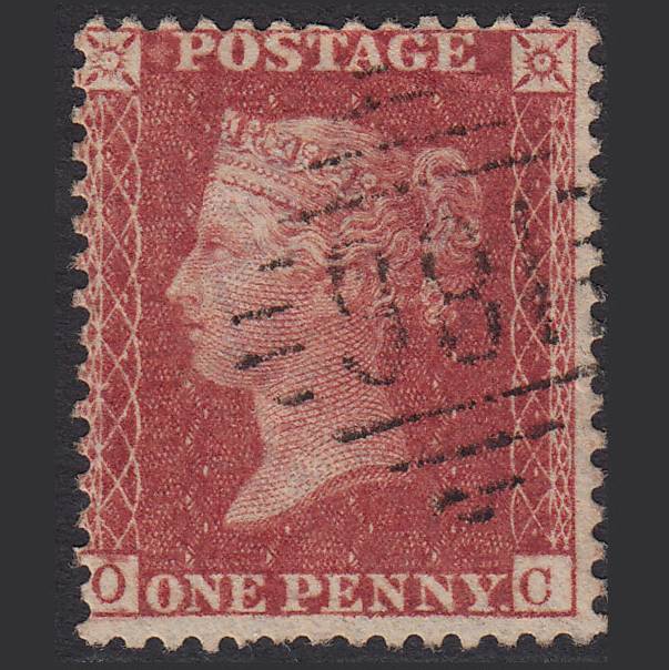 GB QV 1857 1d Rose-red (Plate 57) SG40-C10(1) OC FU Dublin 186