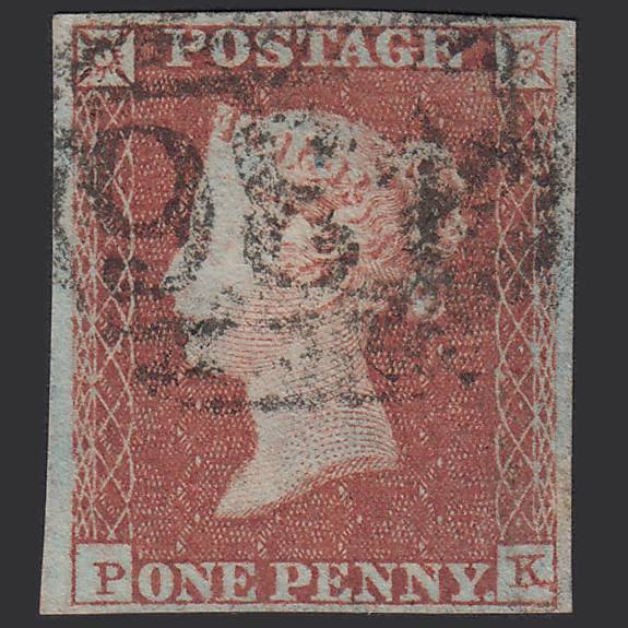 GB QV 1841 1d Red-brown Pl 93 SG8-B1(1) PK GU 4M Imperf Manchester 498