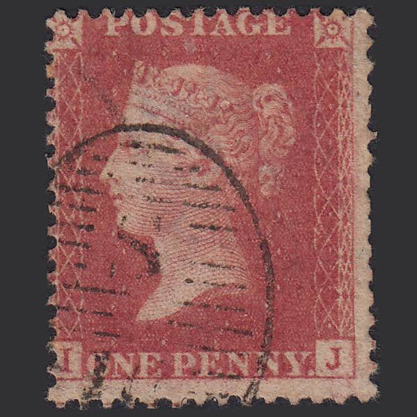GB QV 1857 1d Rose-red (Plate 43) SG40-C10(1) IJ GU London D&S Cancel Misperf