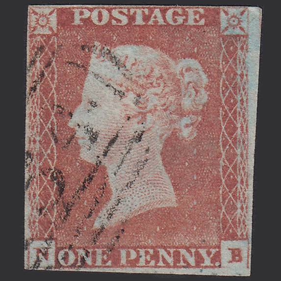 GB QV 1841 1d Pale Red-brown (Plate 80) SG9-B1(3) NB FU 4M Imperf