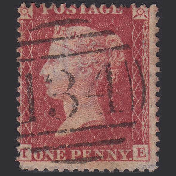 GB QV 1857 1d Rose-red (Plate 43) SG40-C10(1) TE GU Bristol 134 Misperf