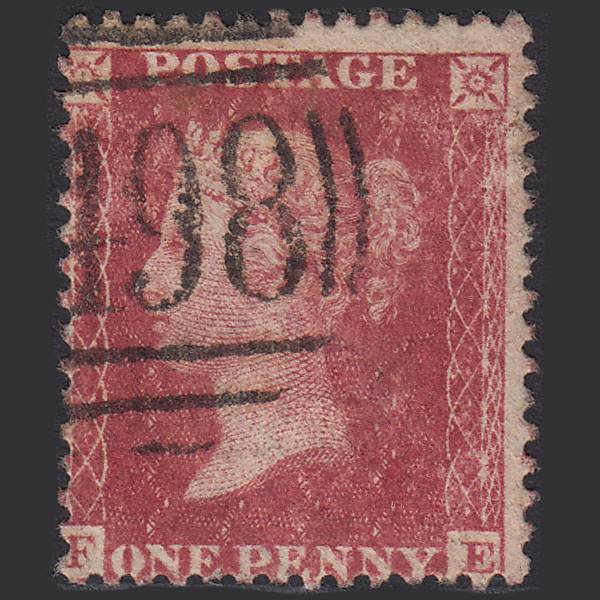 GB QV 1857 1d Rose-red (Plate 56) SG40-C10(1) FE GU Manchester 498 Misperf
