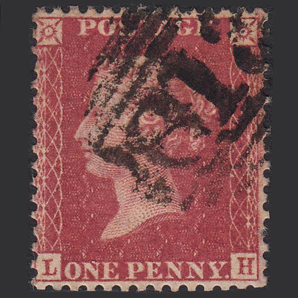 GB QV 1857 1d Deep Rose-red (Plate 27) SG41-C10(4) LH GU