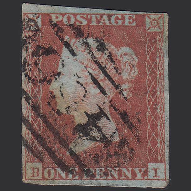 GB QV 1841 1d Red-brown Pl 125 SG8-B2(1) BI GU 4 Margins Liverpool 466