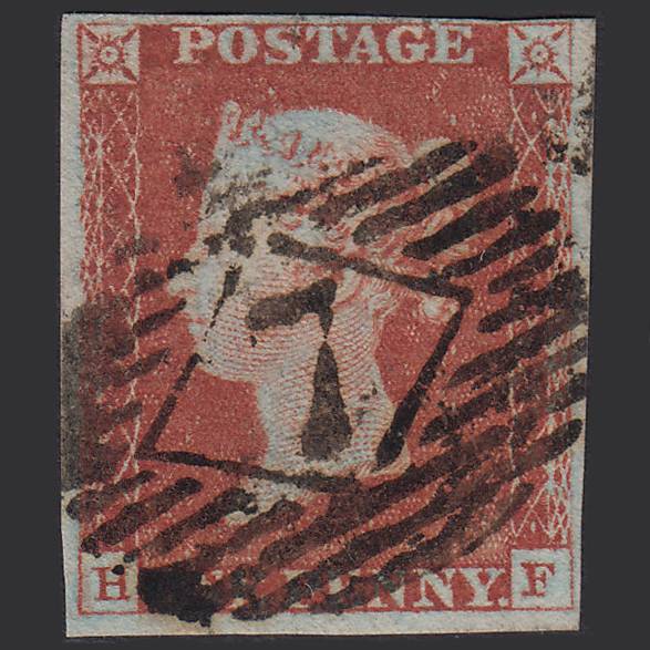 GB QV 1841 1d Red-brown (Plate 53) SG8-B1(1) HF FU 4 Margins London IS 7