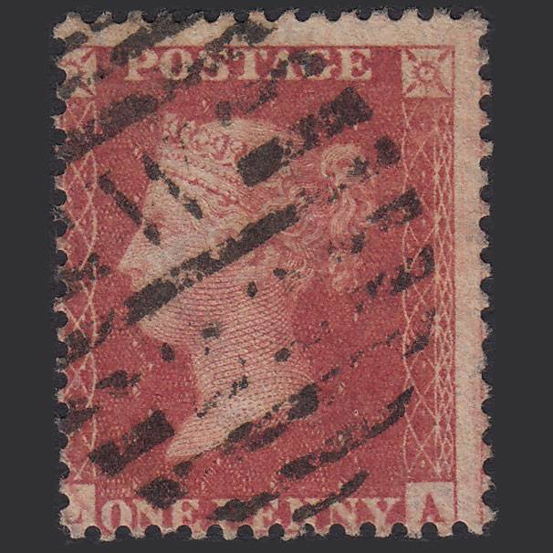 GB QV 1857 1d Rose-red Plate R17 SG40-C10(1) LA GU London D&S W22 Misperf
