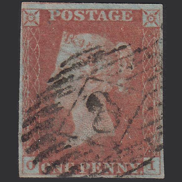 GB QV 1841 1d Red-brown (Plate 73) SG8-B1(1) OI GU 4 Margins London IS 8