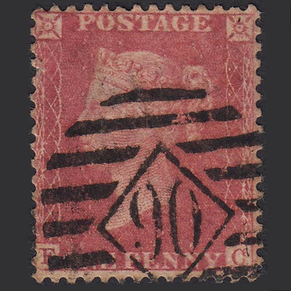 GB QV 1857 1d Rose-red (Plate 55) SG40-C10(1) FC GU London IS 90