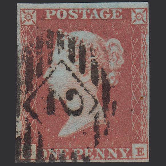 GB QV 1841 1d Red-brown (Plate 95) SG8-B1(1) CE FU 4 Margins London IS 2