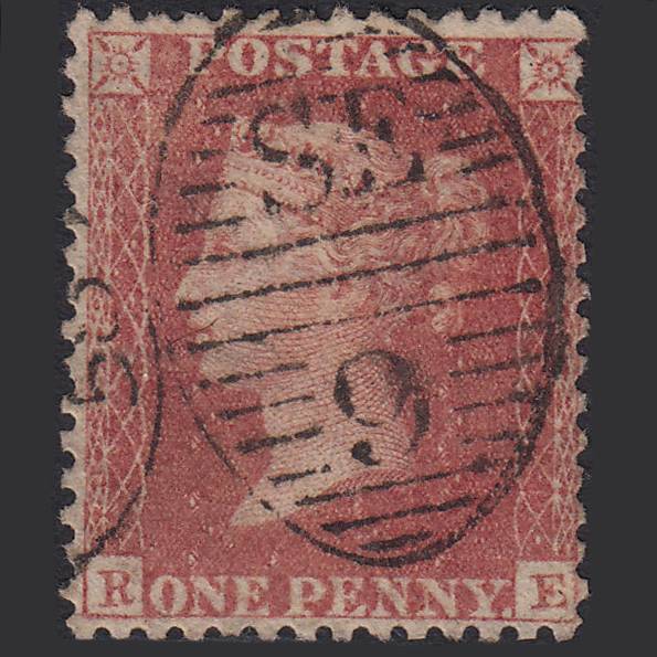 GB QV 1857 1d Rose-red (Plate 55) SG40-C10(1) RE FU London D&S SE9