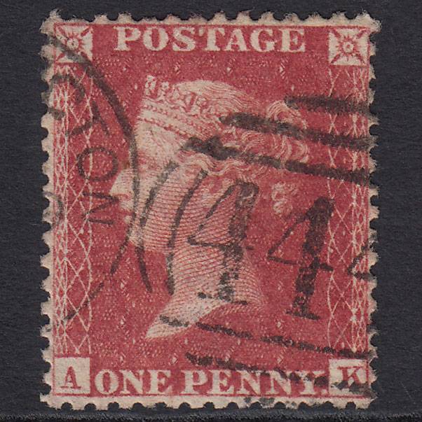 GB QV 1857 1d (Plate 59) SG40-C10(1) AK FU Miss Imprimatur Leamington 444