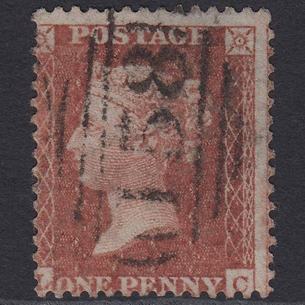 GB QV 1855 1d Red-brown (Plate 18) SGC6(1) LC FU Cambridge 158 Misperf