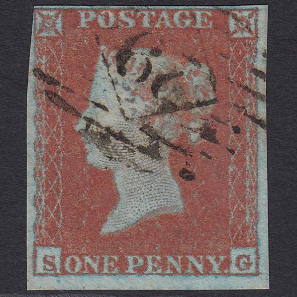 GB QV 1841 1d Very Blued (Plate 133) SG8a-B1(2) Framed Reverse SG FU 4M