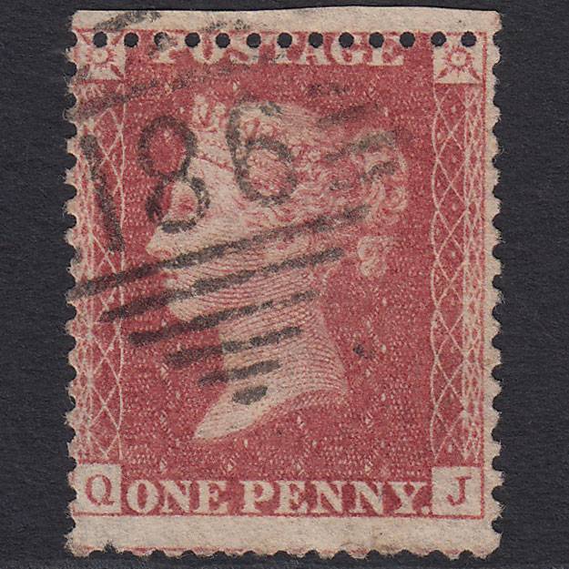 GB QV 1857 1d Rose-red (Plate 59) SG40-C10(1) QJ GU Dublin 186 Misperf