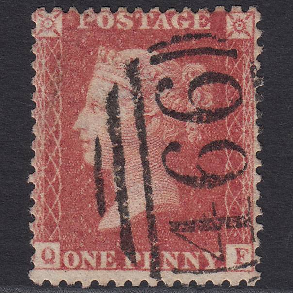GB QV 1857 1d Rose-red (Plate 52) SG40-C10(1) QF FU Liverpool 466
