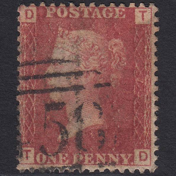 GB QV 1864 1d Lake-red (Plate 72) SG44-G1(2) TD GU Lincoln 458