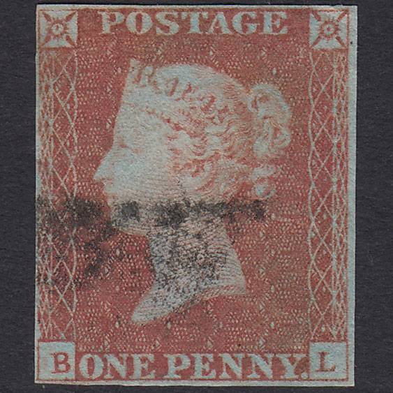GB QV 1841 1d Very Blued Pl 86 SG8a-B1(2) BL FU 4 Margins Light Cancel