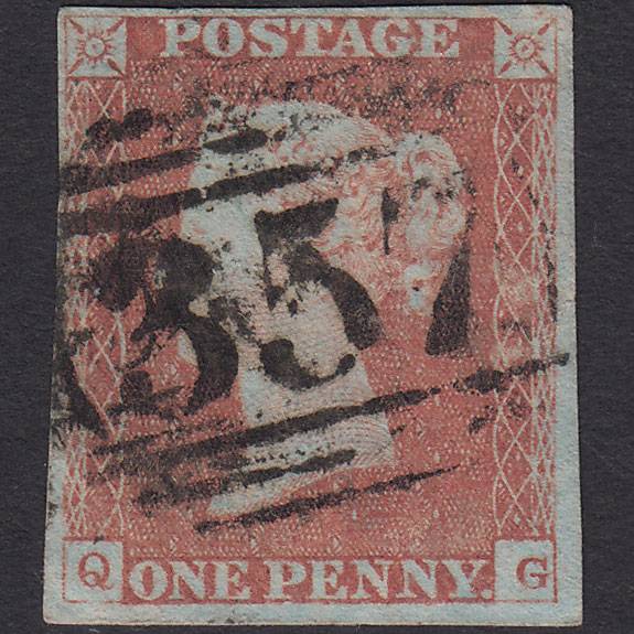 GB QV 1841 1d Red-brown (Plate 84) SG8-B1(1) QG GU 4M Hereford 357