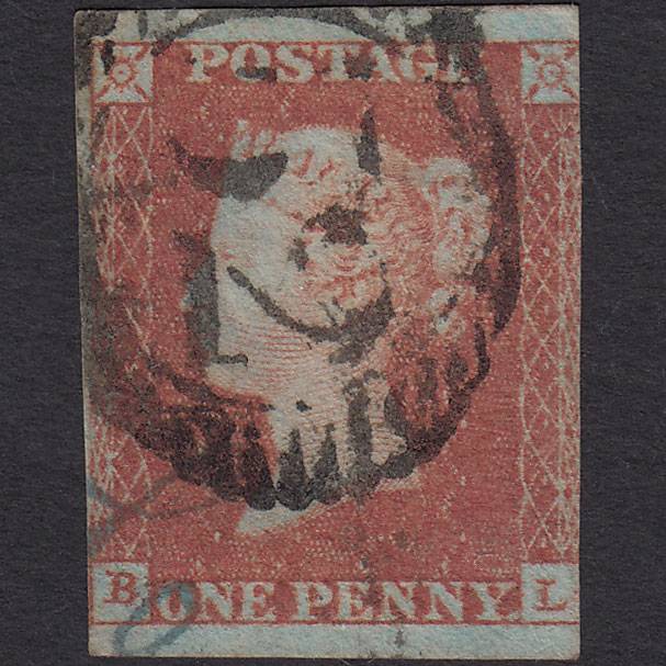 GB QV 1841 1d Red-brown Pl 94 SG8-B1(1) BL GU 3 Margins London D&S 52