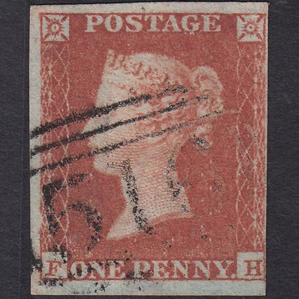 GB QV 1841 1d Red-brown Pl 96 SG8-B1(1) FH FU 4 Margins Marlborough 516
