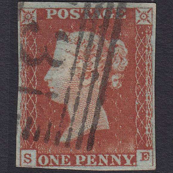 GB QV 1841 1d Red-brown Pl 53 SG8-B1(1) SE FU 4 Margins Edinburgh 131