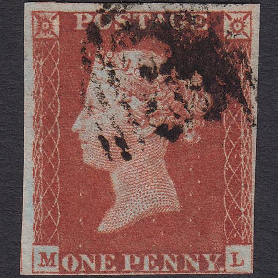 GB QV 1841 1d Red-brown (Plate 60) SG8-B1(1) ML FU 4 Margins